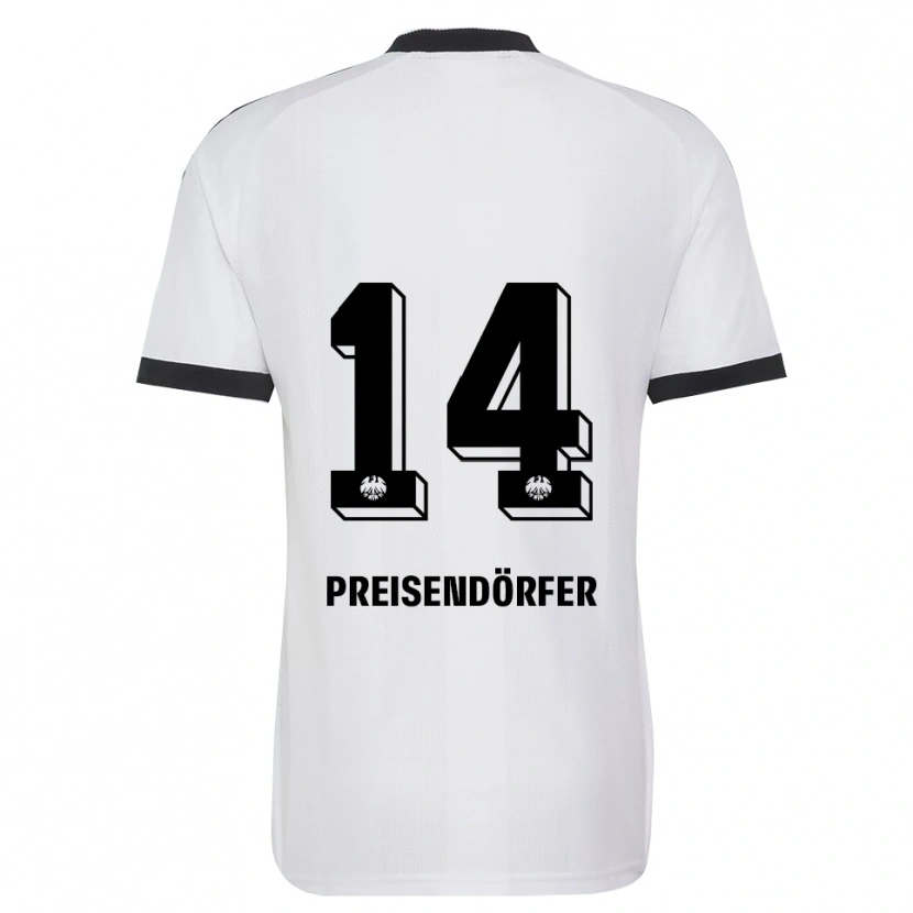 Danxen Niño Camiseta Constantin Preisendörfer #14 Blanco Negro 2ª Equipación 2026/27 La Camisa