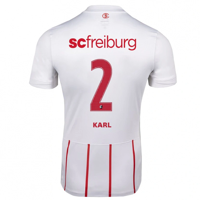 Danxen Niño Camiseta Lisa Karl #2 Blanco Rojo Amarillo 2ª Equipación 2026/27 La Camisa