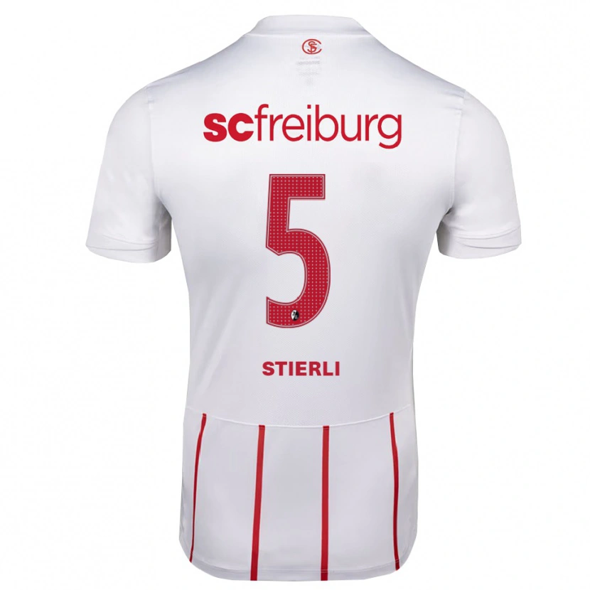 Danxen Niño Camiseta Julia Stierli #5 Blanco Rojo Amarillo 2ª Equipación 2026/27 La Camisa