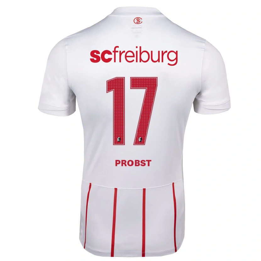 Danxen Niño Camiseta Steven Probst #17 Blanco Rojo Amarillo 2ª Equipación 2026/27 La Camisa