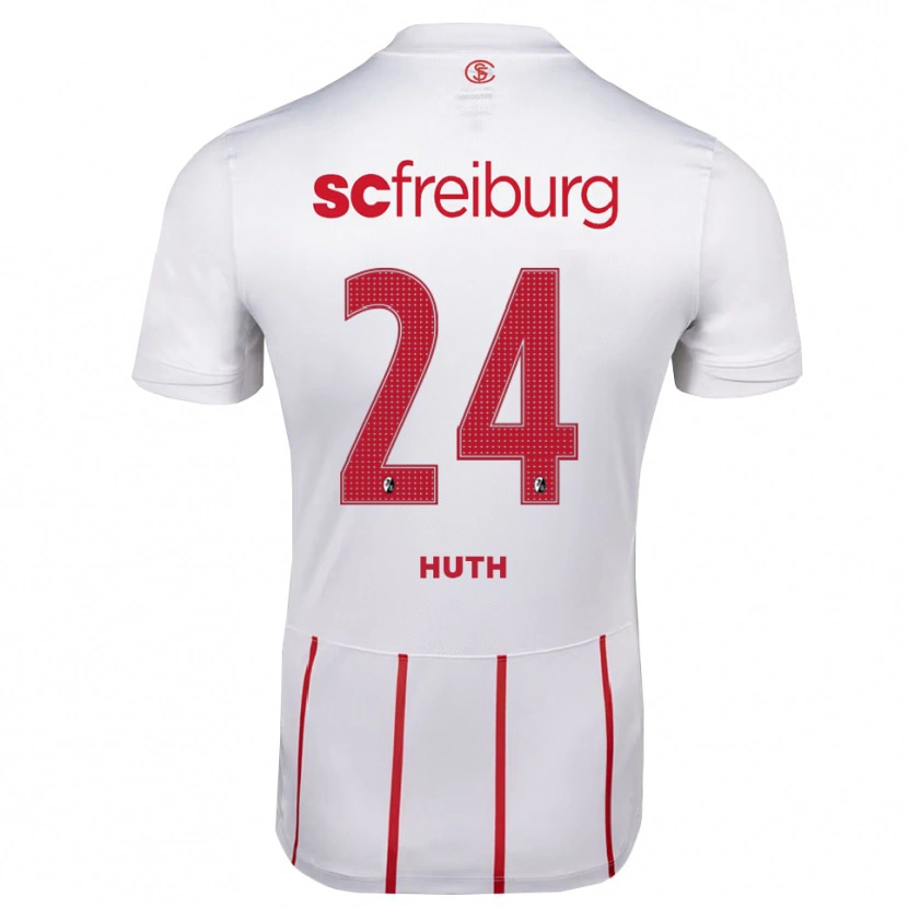Danxen Niño Camiseta Jannik Huth #24 Blanco Rojo Amarillo 2ª Equipación 2026/27 La Camisa