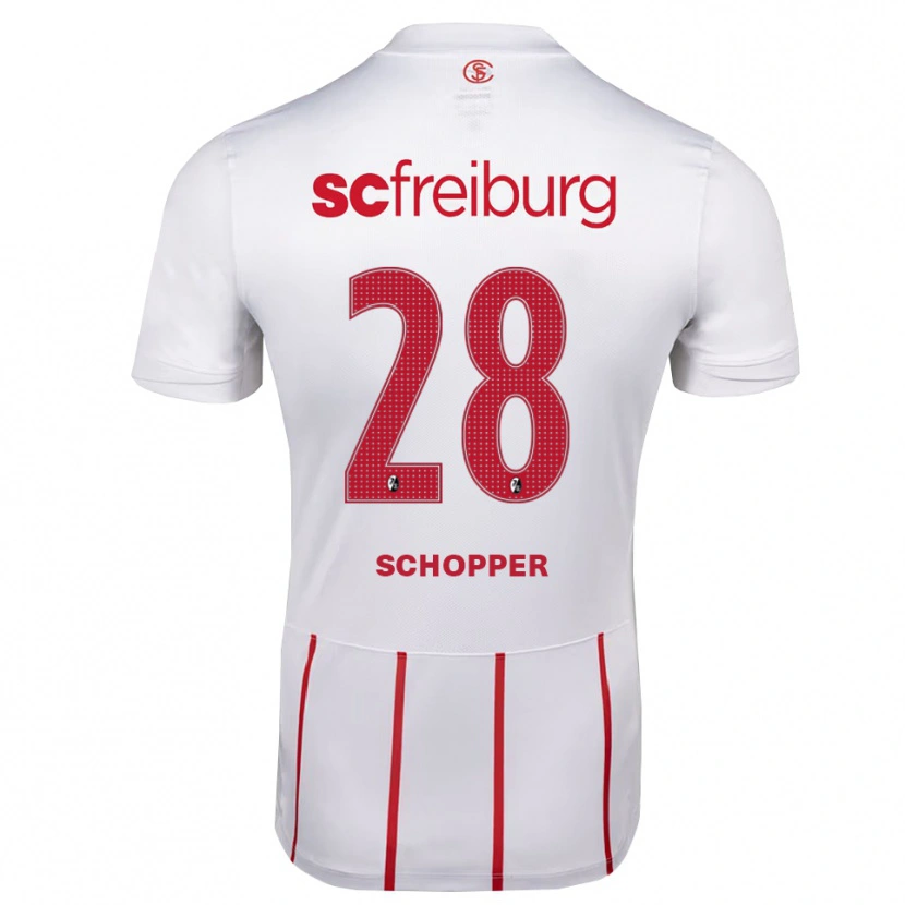 Danxen Niño Camiseta David Schopper #28 Blanco Rojo Amarillo 2ª Equipación 2026/27 La Camisa