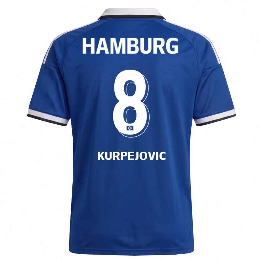 Danxen Niño Camiseta Emin Kurpejovic #8 Blanco Azul 2ª Equipación 2026/27 La Camisa