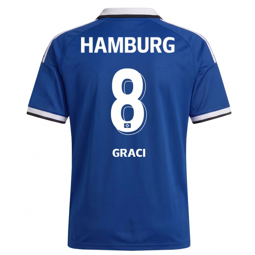 Danxen Niño Camiseta Massimo Graci #8 Blanco Azul 2ª Equipación 2026/27 La Camisa