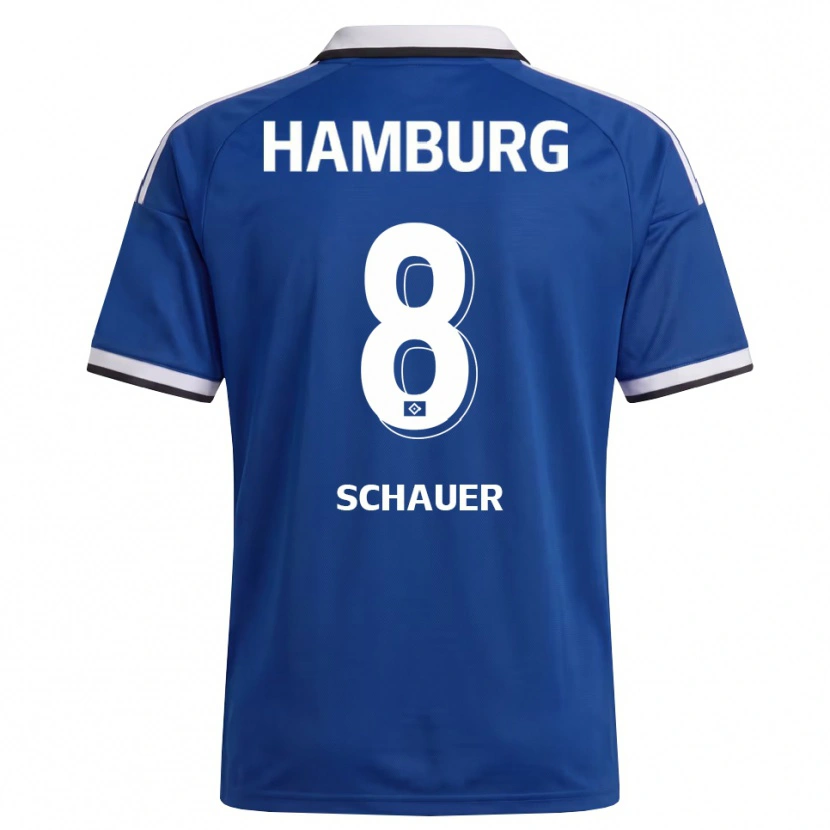 Danxen Niño Camiseta Martin Schauer #8 Blanco Azul 2ª Equipación 2026/27 La Camisa