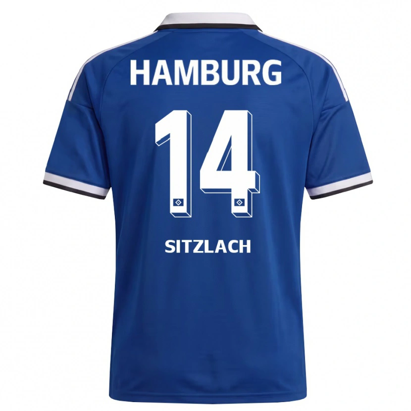 Danxen Niño Camiseta Robin Sitzlach #14 Blanco Azul 2ª Equipación 2026/27 La Camisa