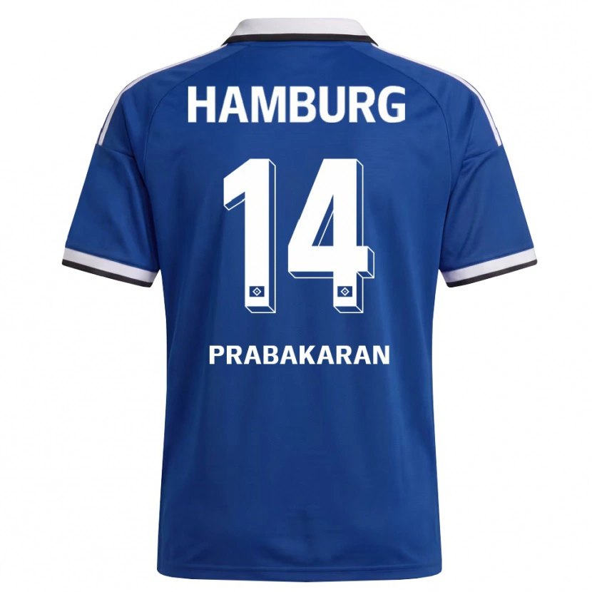 Danxen Niño Camiseta Nilavan Prabakaran #14 Blanco Azul 2ª Equipación 2026/27 La Camisa