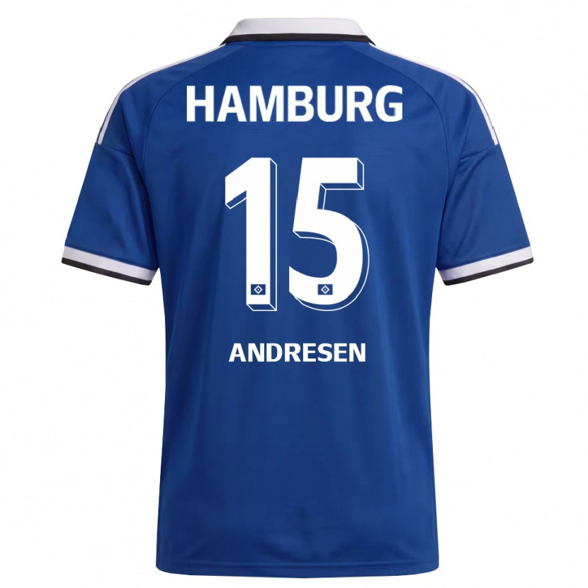 Danxen Niño Camiseta Bent Andresen #15 Blanco Azul 2ª Equipación 2026/27 La Camisa