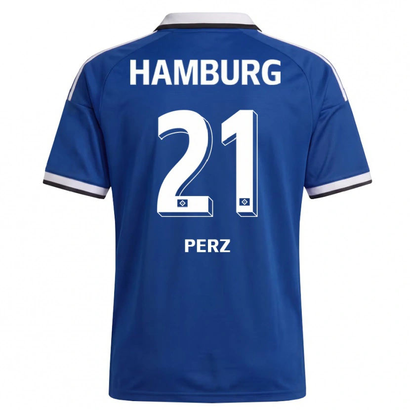 Danxen Niño Camiseta Marcel Perz #21 Blanco Azul 2ª Equipación 2026/27 La Camisa
