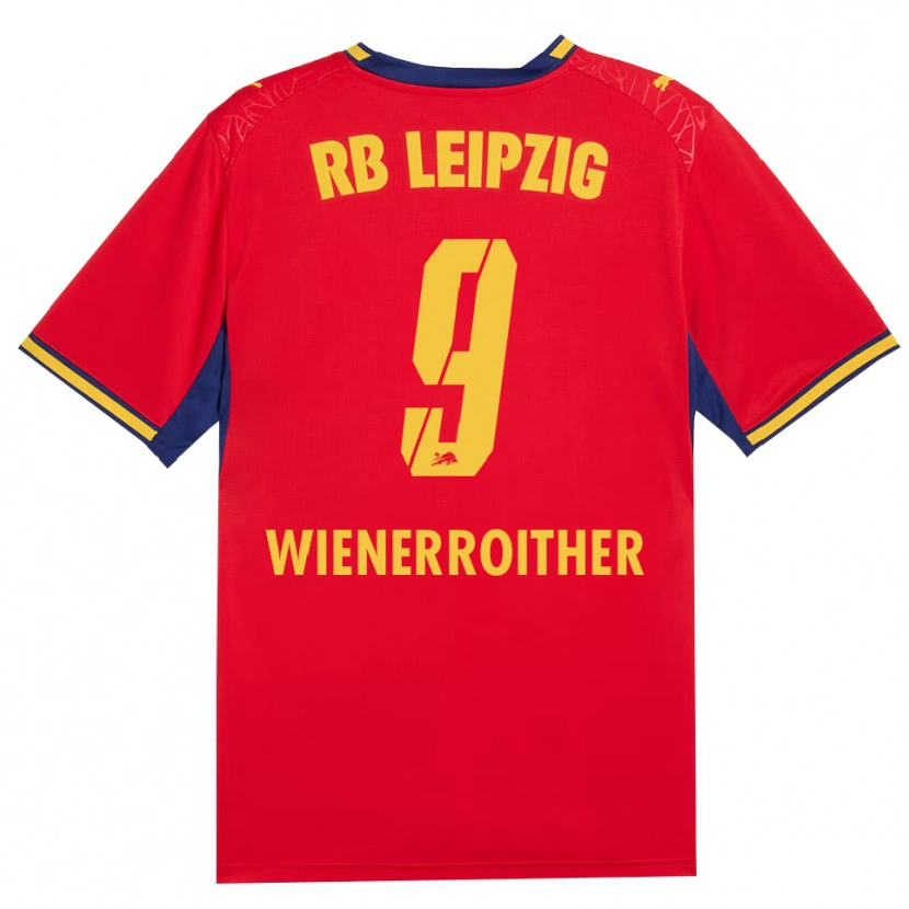Danxen Niño Camiseta Katja Wienerroither #9 Azul Real Rojo Amarillo 2ª Equipación 2026/27 La Camisa