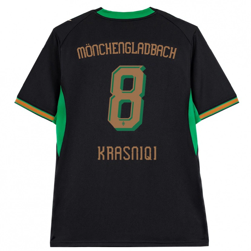 Danxen Niño Camiseta Engjell Krasniqi #8 Negro Naranja Verde Marrón 2ª Equipación 2026/27 La Camisa
