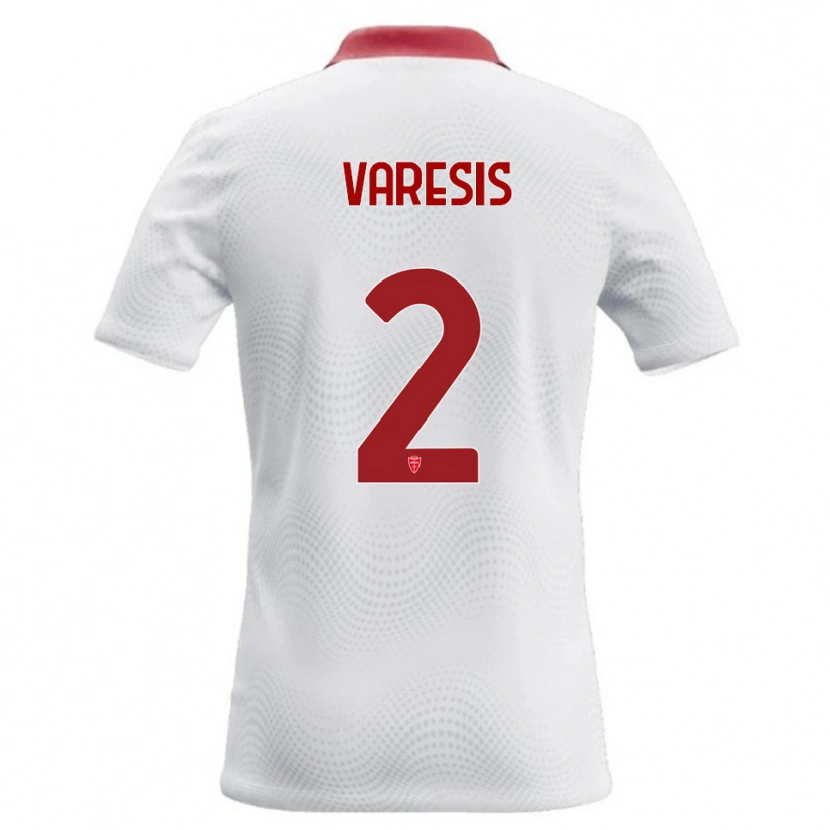 Danxen Niño Camiseta Konstantinos Varesis #2 Blanco Rojo 2ª Equipación 2026/27 La Camisa