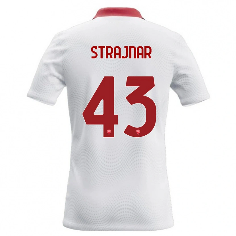 Danxen Niño Camiseta Aljaz Strajnar #43 Blanco Rojo 2ª Equipación 2026/27 La Camisa