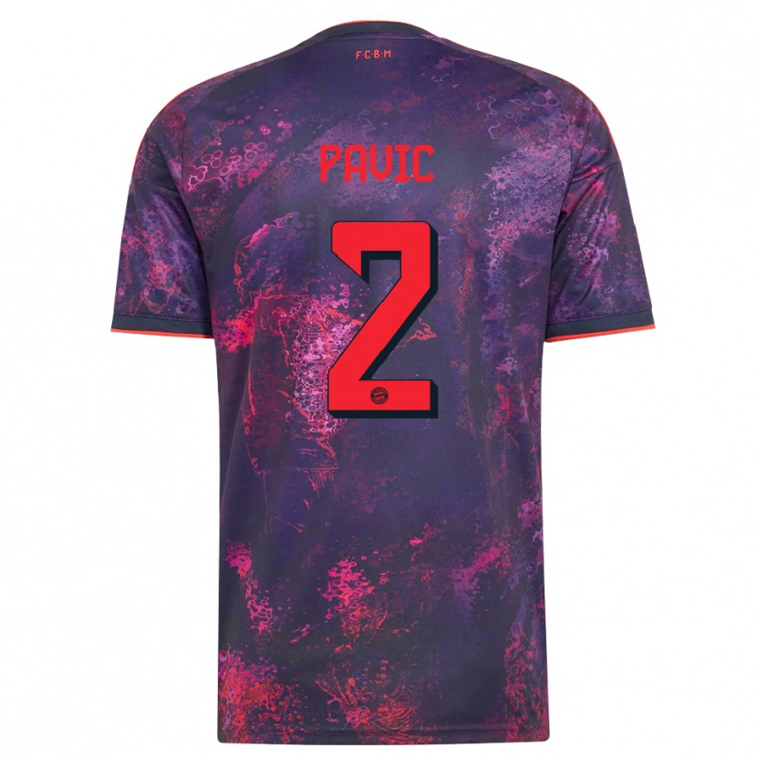Danxen Niño Camiseta Filip Pavić #2 Rojo Morado Equipación Tercera 2026/27 La Camisa