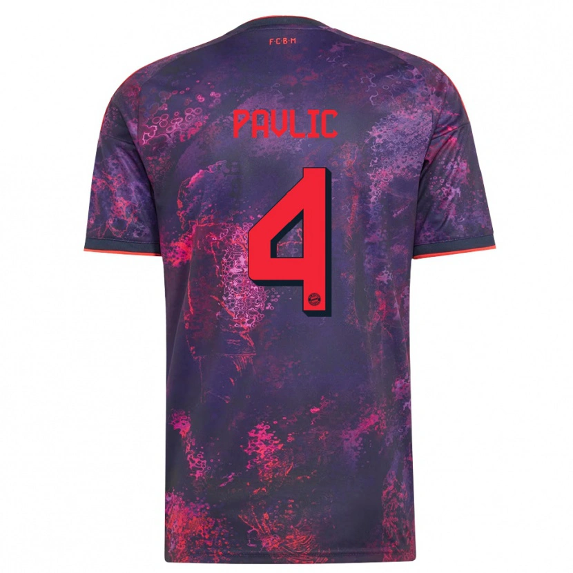 Danxen Niño Camiseta Raphael Pavlic #4 Rojo Morado Equipación Tercera 2026/27 La Camisa