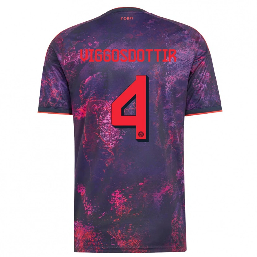 Danxen Niño Camiseta Glódís Perla Viggósdóttir #4 Rojo Morado Equipación Tercera 2026/27 La Camisa