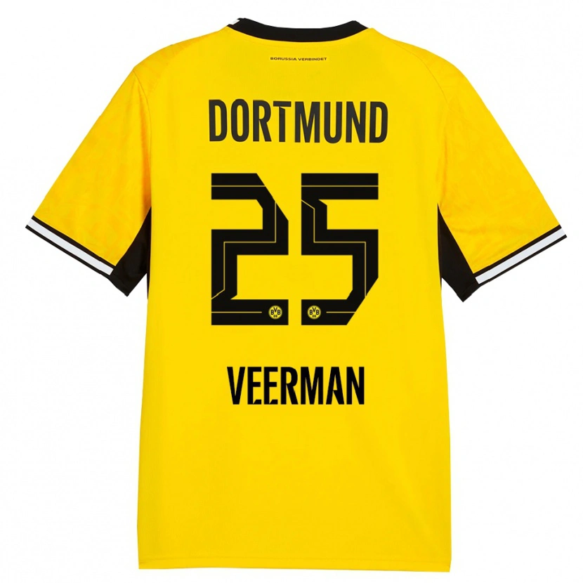 Danxen Hombre Camiseta Joey Veerman #25 Amarillo Negro Blanco 1ª Equipación 2026/27 La Camisa
