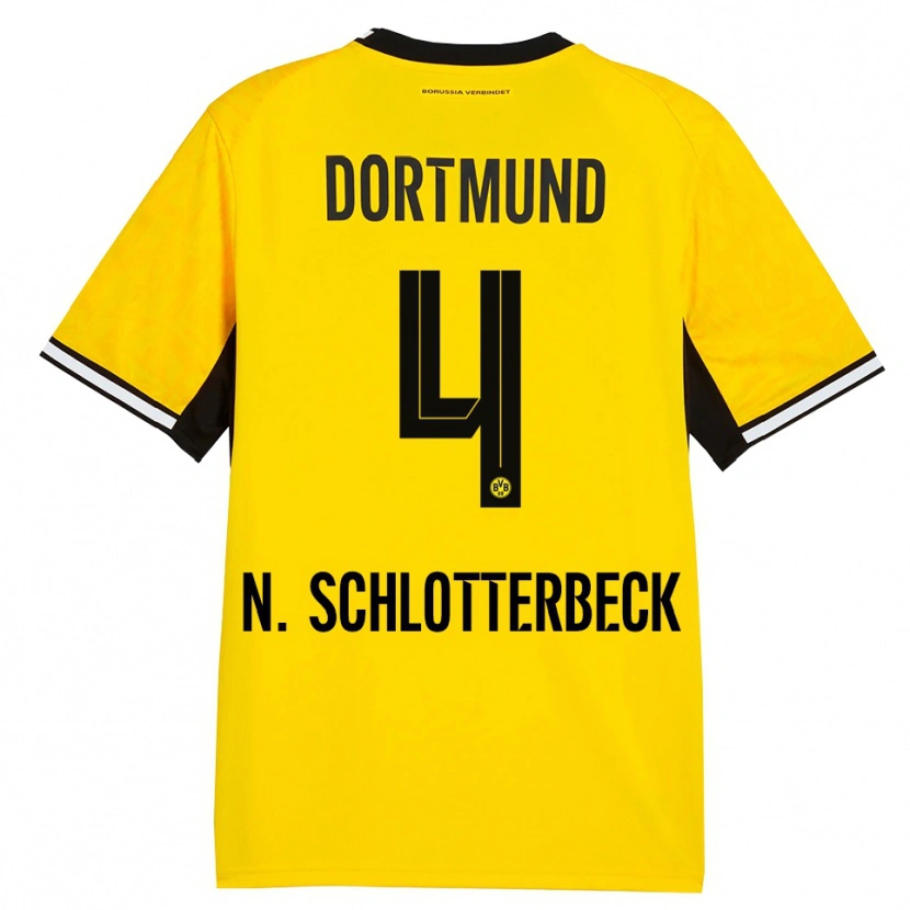 Danxen Hombre Camiseta Nico Schlotterbeck #4 Amarillo Negro Blanco 1ª Equipación 2026/27 La Camisa