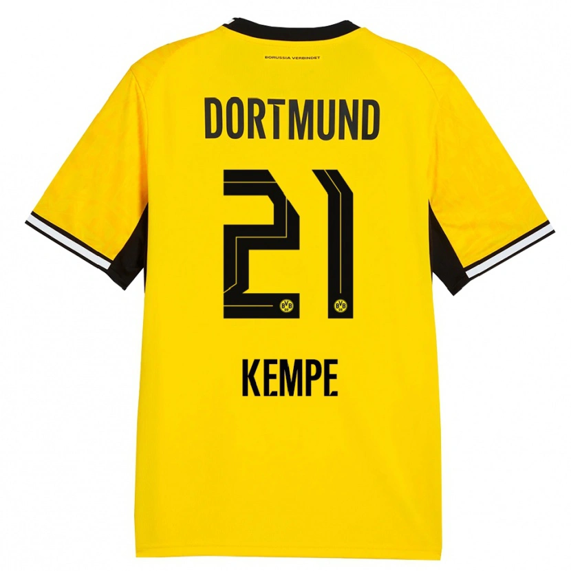 Danxen Hombre Camiseta Frederike Kempe #21 Amarillo Negro Blanco 1ª Equipación 2026/27 La Camisa
