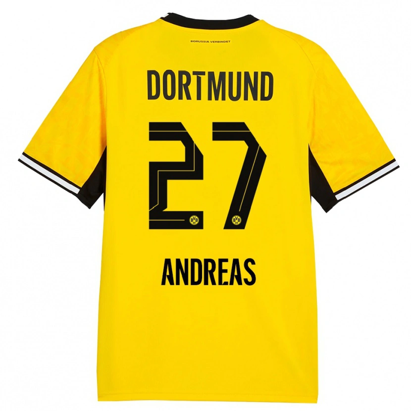 Danxen Hombre Camiseta Kuno Andreas #27 Amarillo Negro Blanco 1ª Equipación 2026/27 La Camisa