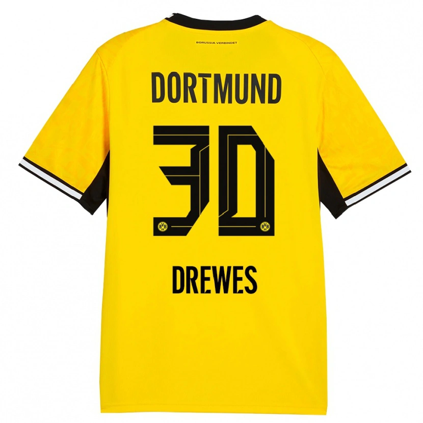 Danxen Hombre Camiseta Patrick Drewes #30 Amarillo Negro Blanco 1ª Equipación 2026/27 La Camisa