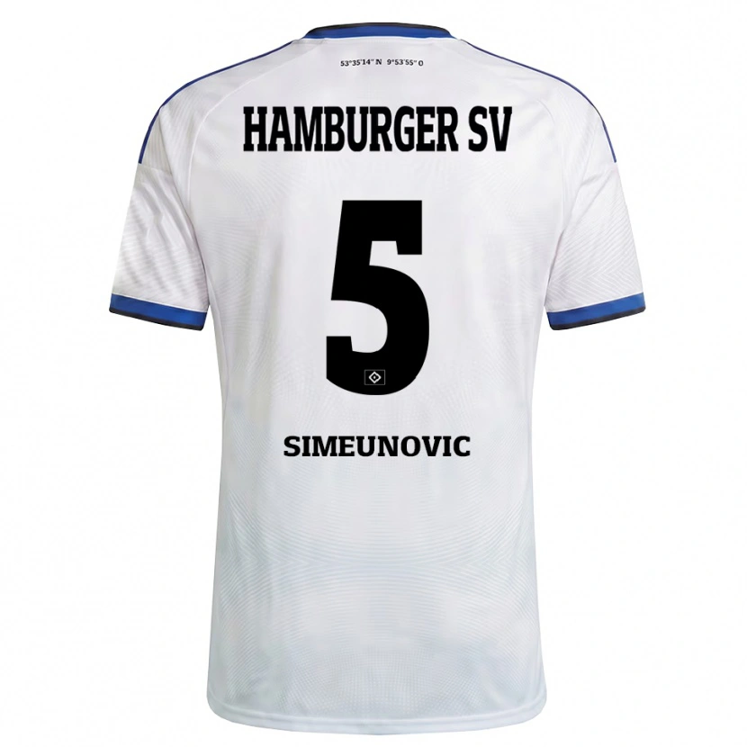 Danxen Hombre Camiseta Denis Simeunovic #5 Blanco Negro Azul 1ª Equipación 2026/27 La Camisa