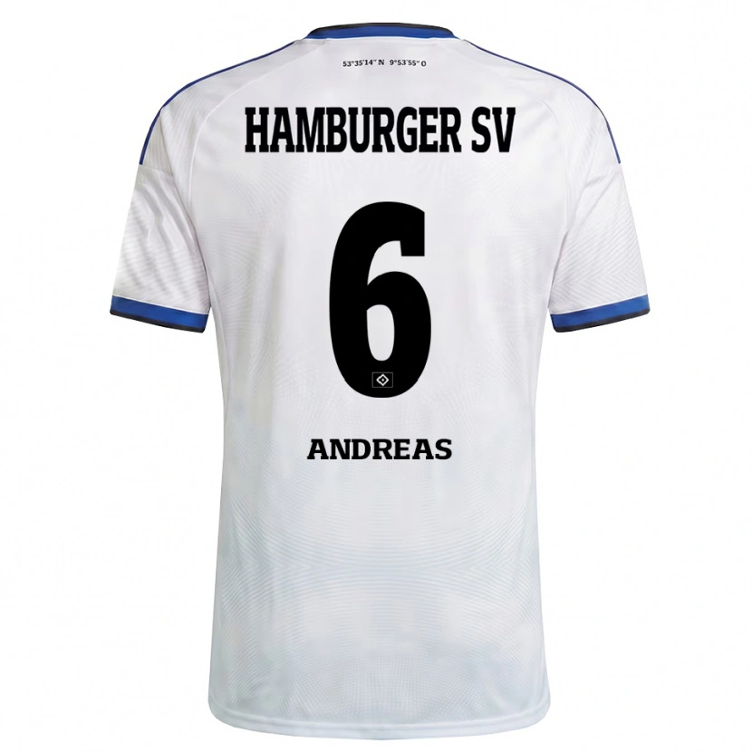 Danxen Hombre Camiseta Noah Andreas #6 Blanco Negro Azul 1ª Equipación 2026/27 La Camisa