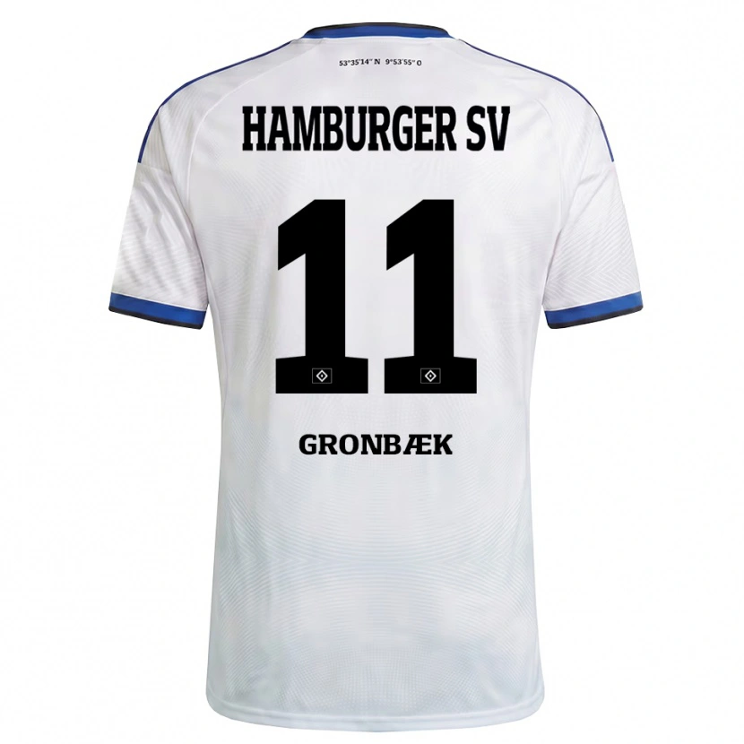 Danxen Hombre Camiseta Albert Grønbaek #11 Blanco Negro Azul 1ª Equipación 2026/27 La Camisa