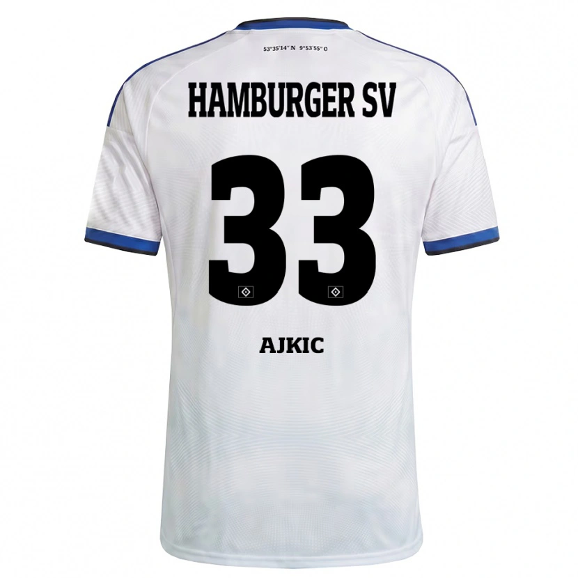 Danxen Hombre Camiseta Selim Ajkic #33 Blanco Negro Azul 1ª Equipación 2026/27 La Camisa