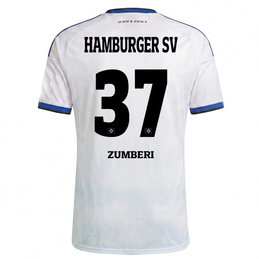 Danxen Hombre Camiseta Valon Zumberi #37 Blanco Negro Azul 1ª Equipación 2026/27 La Camisa