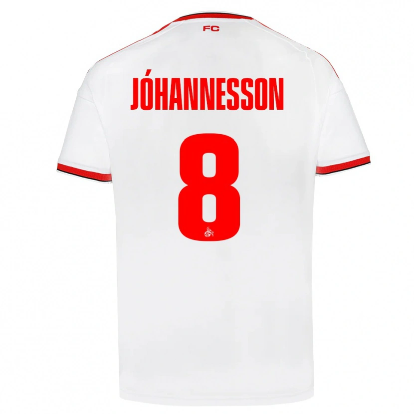 Danxen Hombre Camiseta Ísak Jóhannesson #8 Blanco Rojo Negro 1ª Equipación 2026/27 La Camisa