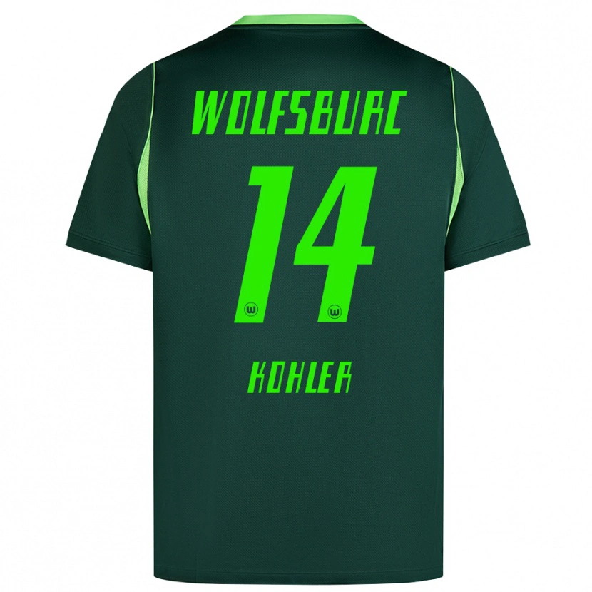Danxen Hombre Camiseta Leonard Köhler #14 Verde Oscuro Blanco 1ª Equipación 2026/27 La Camisa