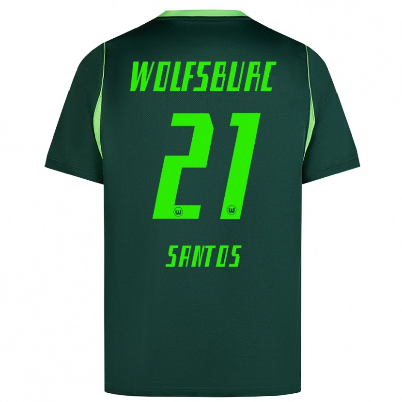 Danxen Hombre Camiseta Leonardo Santos #21 Verde Oscuro Blanco 1ª Equipación 2026/27 La Camisa
