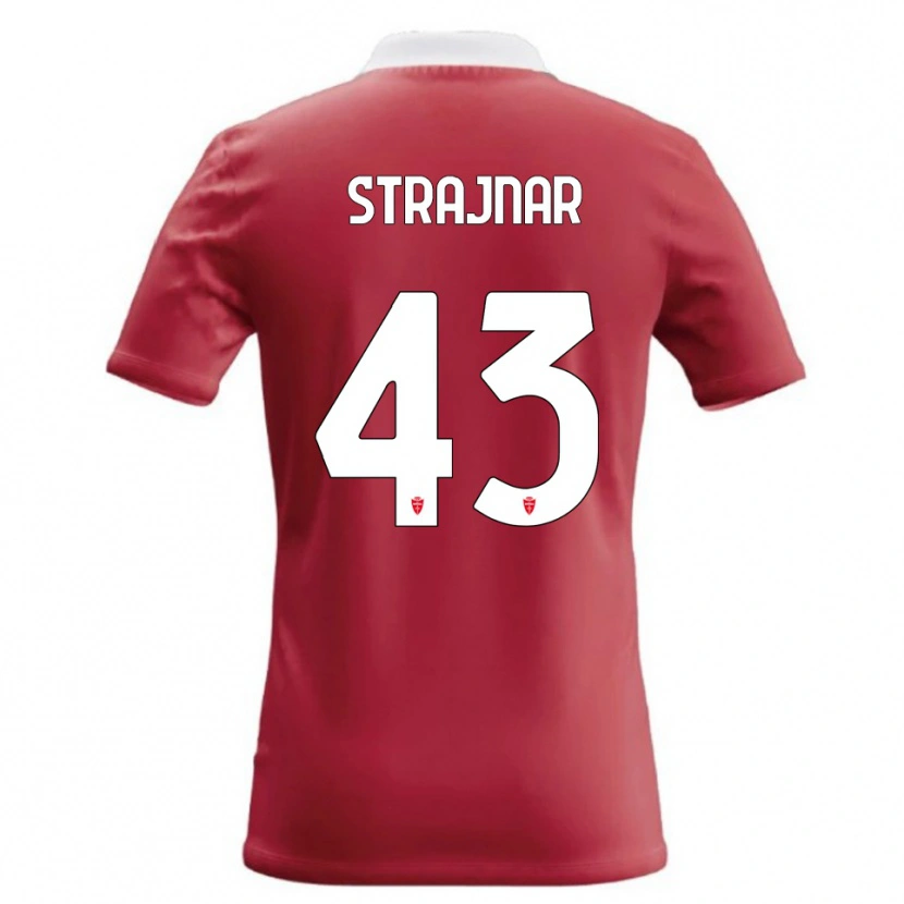 Danxen Hombre Camiseta Aljaz Strajnar #43 Rojo Blanco 1ª Equipación 2026/27 La Camisa