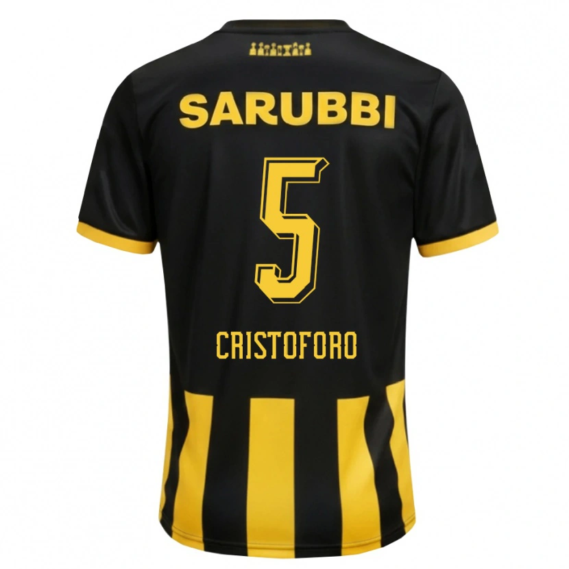 Danxen Hombre Camiseta Sebastián Cristóforo #5 Negro Amarillo 1ª Equipación 2026/27 La Camisa