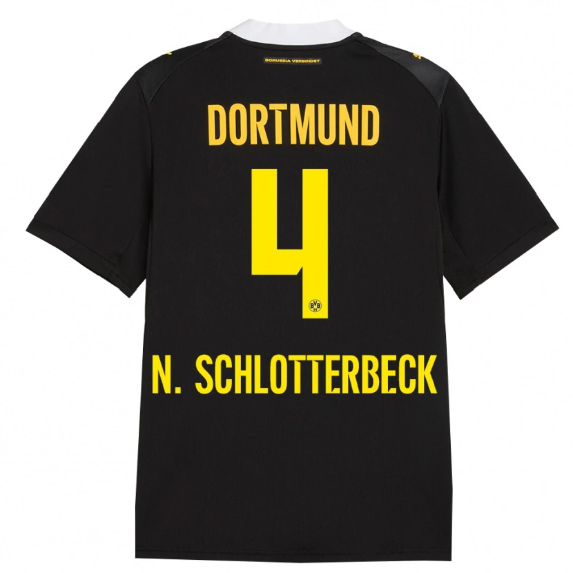 Danxen Hombre Camiseta Nico Schlotterbeck #4 Negro Rojo Amarillo 2ª Equipación 2026/27 La Camisa