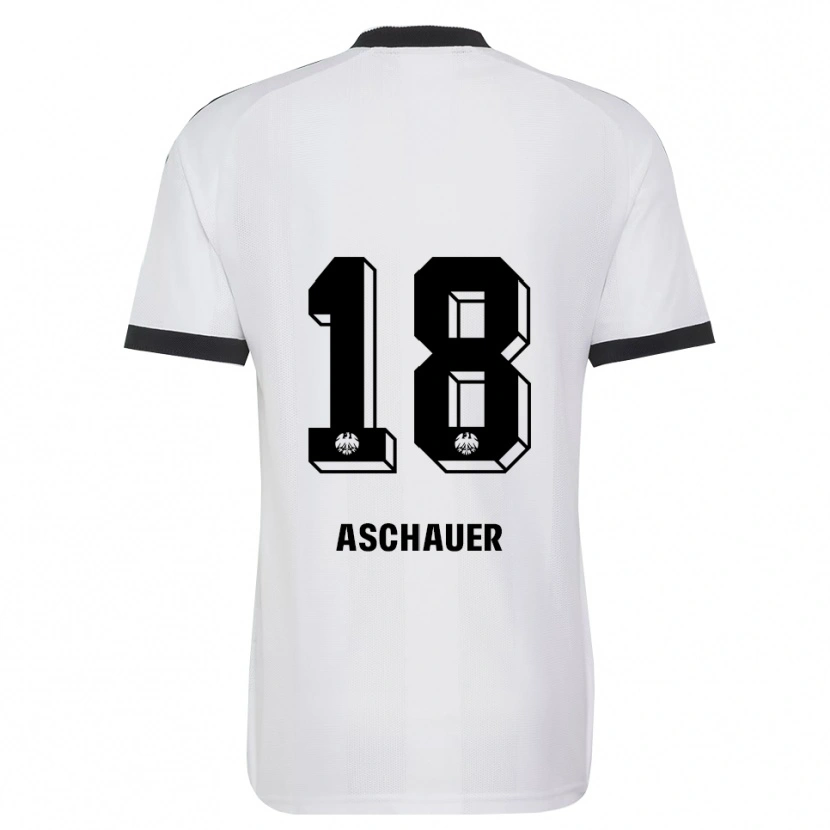 Danxen Hombre Camiseta Verena Aschauer Hanshaw #18 Blanco Negro 2ª Equipación 2026/27 La Camisa