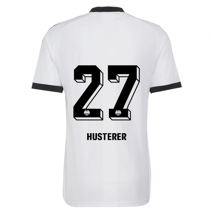 Danxen Hombre Camiseta Lean Husterer #27 Blanco Negro 2ª Equipación 2026/27 La Camisa