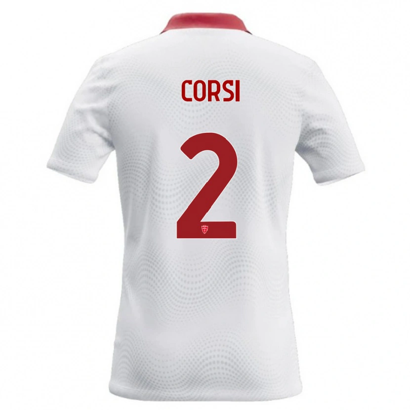 Danxen Hombre Camiseta Giovanni Corsi #2 Blanco Rojo 2ª Equipación 2026/27 La Camisa