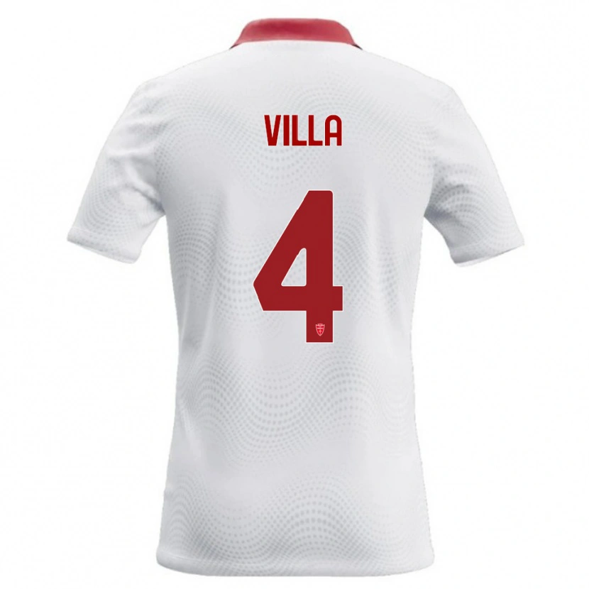 Danxen Hombre Camiseta Manuel Villa #4 Blanco Rojo 2ª Equipación 2026/27 La Camisa