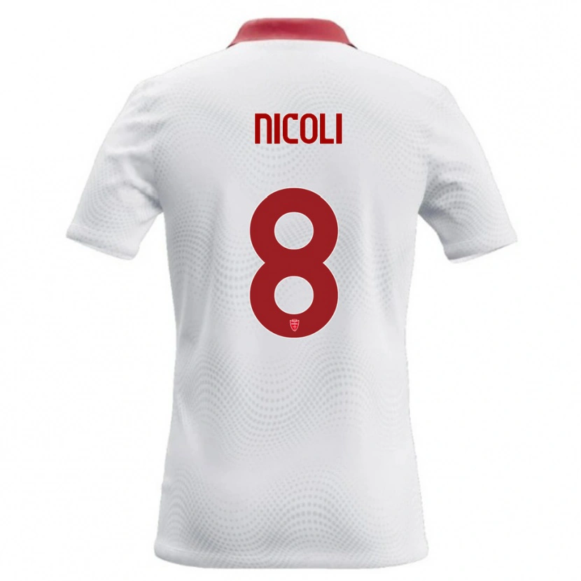 Danxen Hombre Camiseta Andrea Nicoli #8 Blanco Rojo 2ª Equipación 2026/27 La Camisa