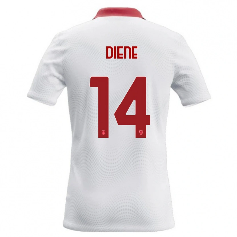Danxen Hombre Camiseta Abdou Diene #14 Blanco Rojo 2ª Equipación 2026/27 La Camisa