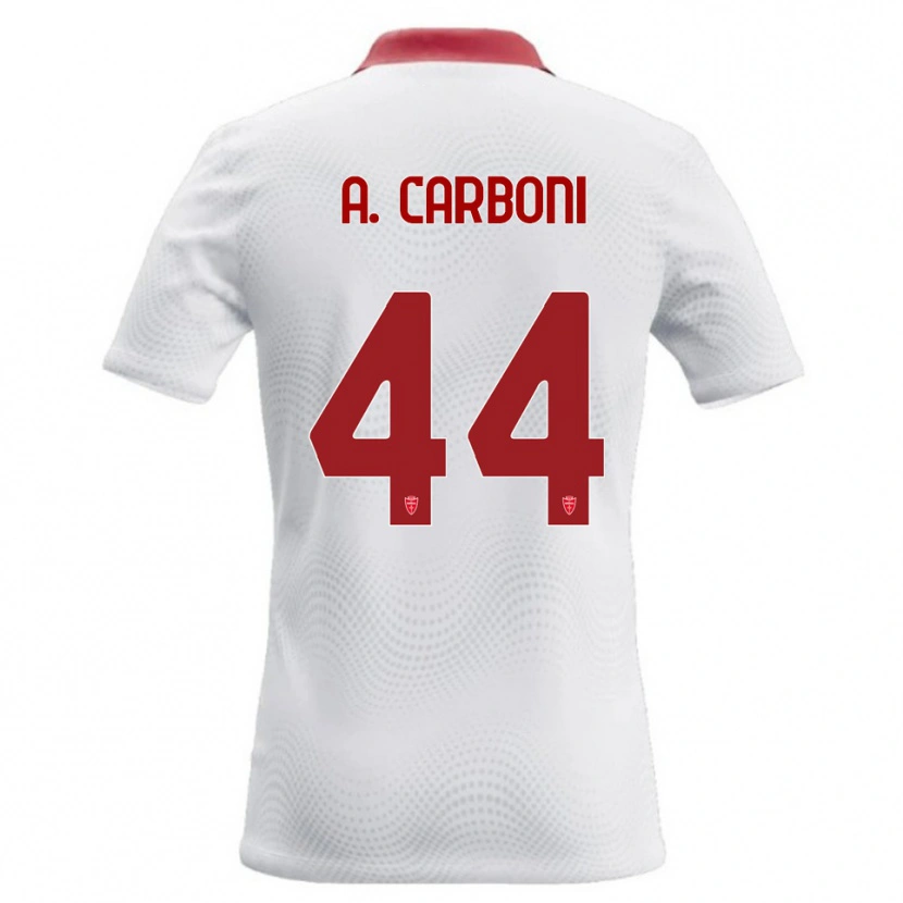 Danxen Hombre Camiseta Andrea Carboni #44 Blanco Rojo 2ª Equipación 2026/27 La Camisa
