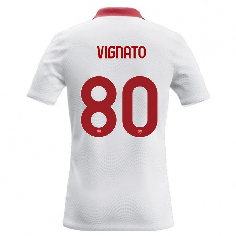 Danxen Hombre Camiseta Samuele Vignato #80 Blanco Rojo 2ª Equipación 2026/27 La Camisa