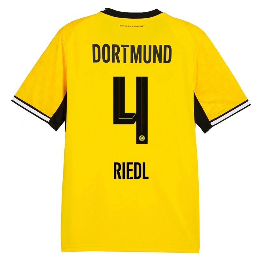 Danxen Mujer Camiseta Jan-Luca Riedl #4 Amarillo Negro Blanco 1ª Equipación 2026/27 La Camisa