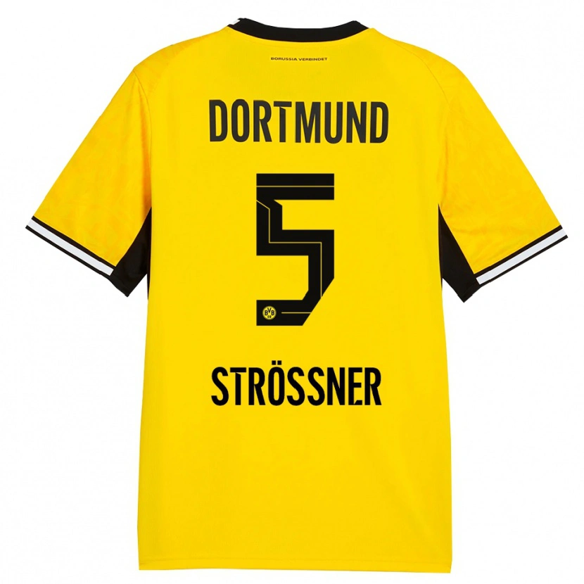 Danxen Mujer Camiseta Lenni Strößner #5 Amarillo Negro Blanco 1ª Equipación 2026/27 La Camisa