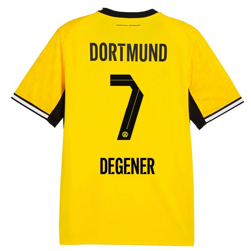 Danxen Mujer Camiseta Tim Degener #7 Amarillo Negro Blanco 1ª Equipación 2026/27 La Camisa