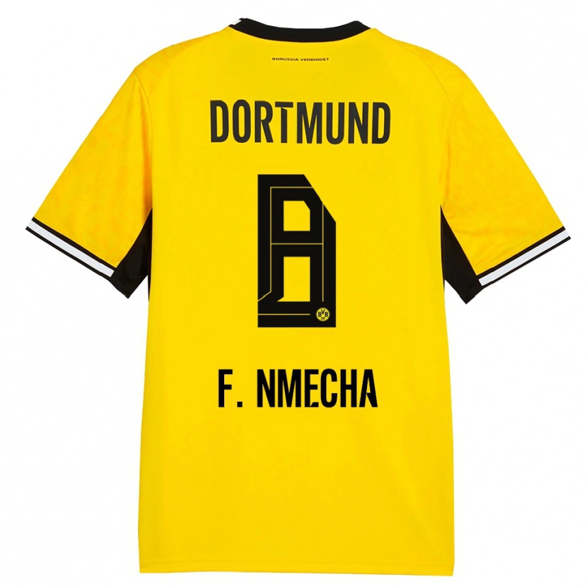 Danxen Mujer Camiseta Felix Nmecha #8 Amarillo Negro Blanco 1ª Equipación 2026/27 La Camisa