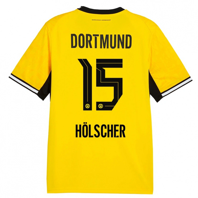 Danxen Mujer Camiseta Mats Hölscher #15 Amarillo Negro Blanco 1ª Equipación 2026/27 La Camisa
