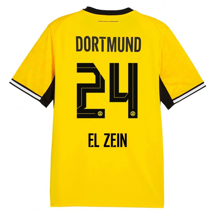 Danxen Mujer Camiseta Abu-Bekir Omer El-Zein #24 Amarillo Negro Blanco 1ª Equipación 2026/27 La Camisa